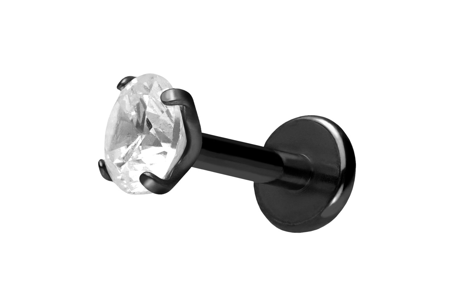 Titan Labret Piercing mit Push Fit EINGEFASSTER KRISTALL